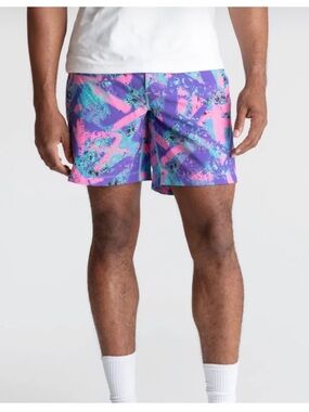 Birddogs 6” inseam lined paint splatter shorts